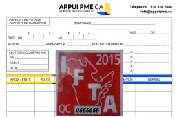 Rapport de voyage pour IFTA Rapport de voyage pour IFTA